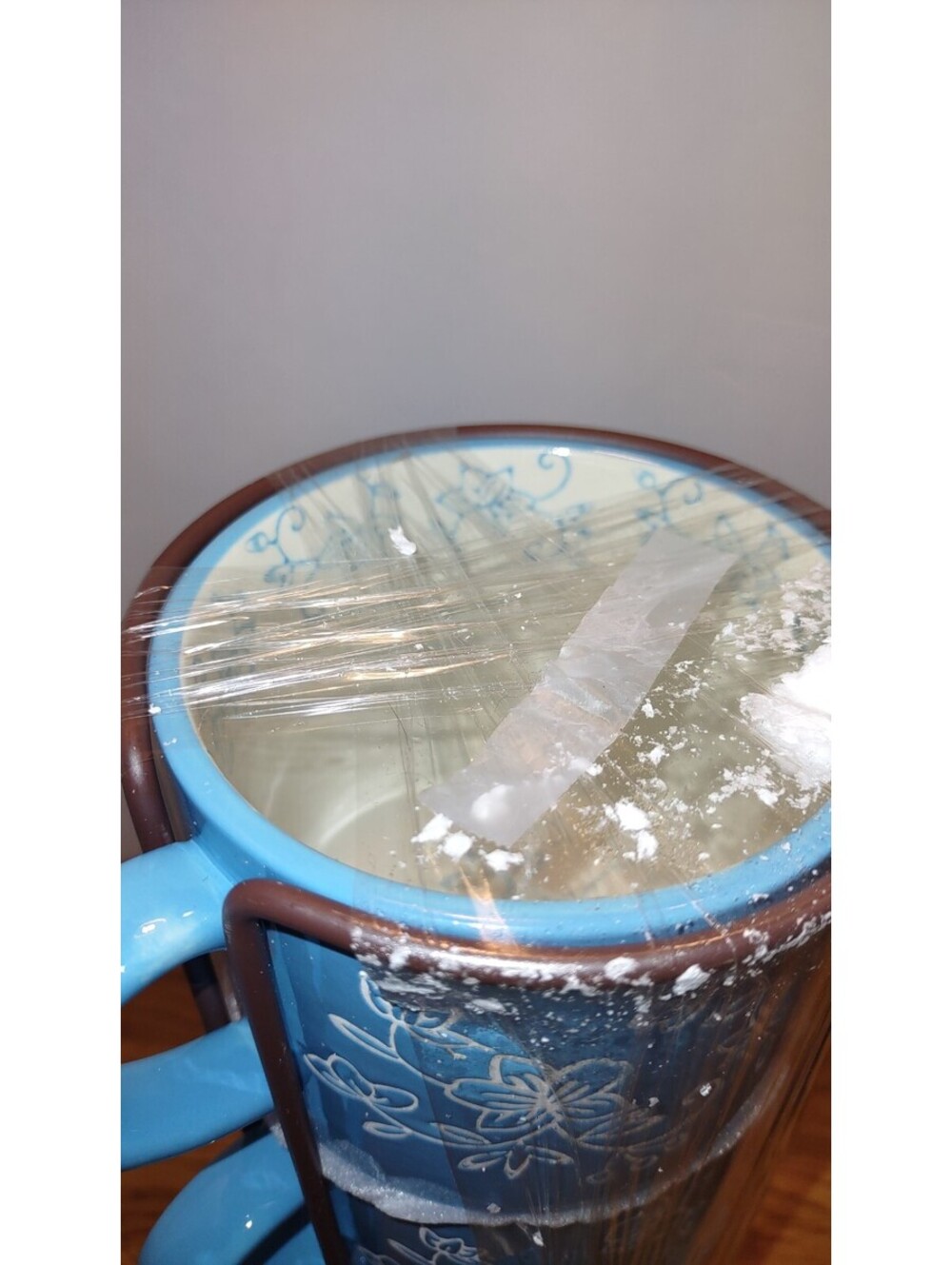 Temp-tations Floral Lace Light Blue Stackable Mugs NEW SEALED - Picture 6 of 9